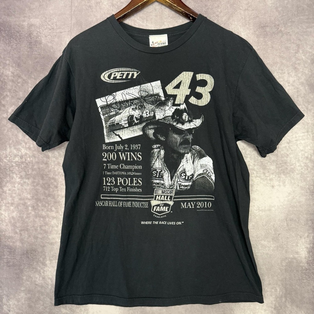 Richard Petty Shirt Men's Medium NASCAR Racing Hall of Fame 2010 43 Graphic Tee‎